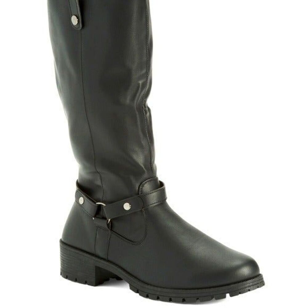 Olivia Miller Black Boots Size 9.5 Strap Accent Women's